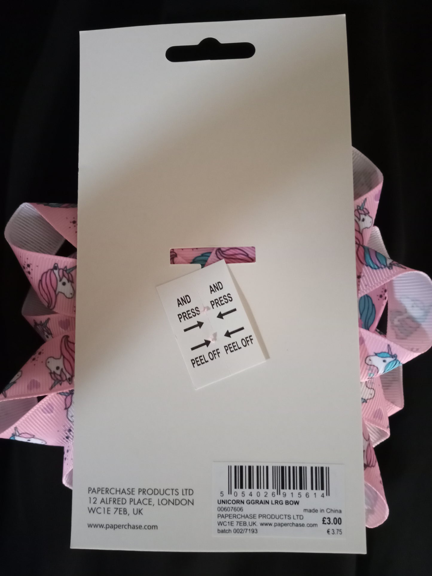 BOW Pre Made - Unicorn Print quality Grosgrain large 5" Bow - (5614)