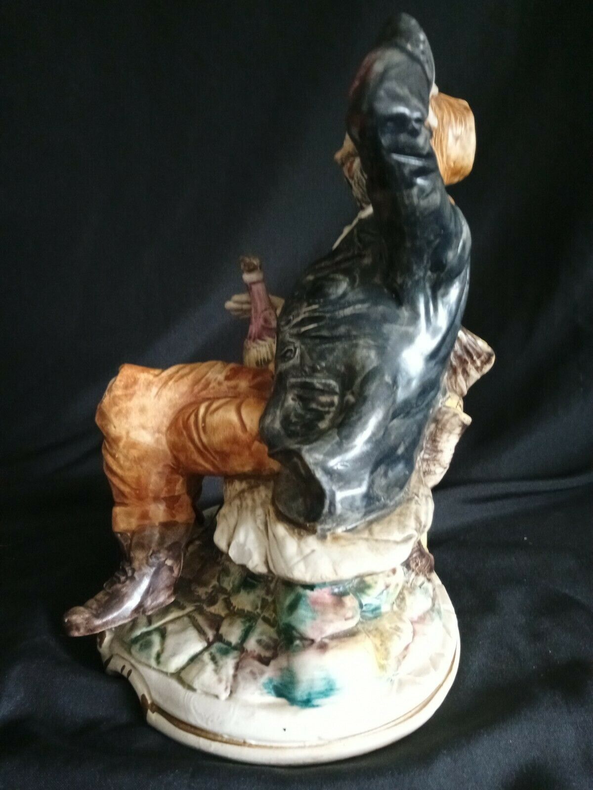Capodimonte Figure Large Tramp On Bench 27cm Stamped Genuine - (7969)