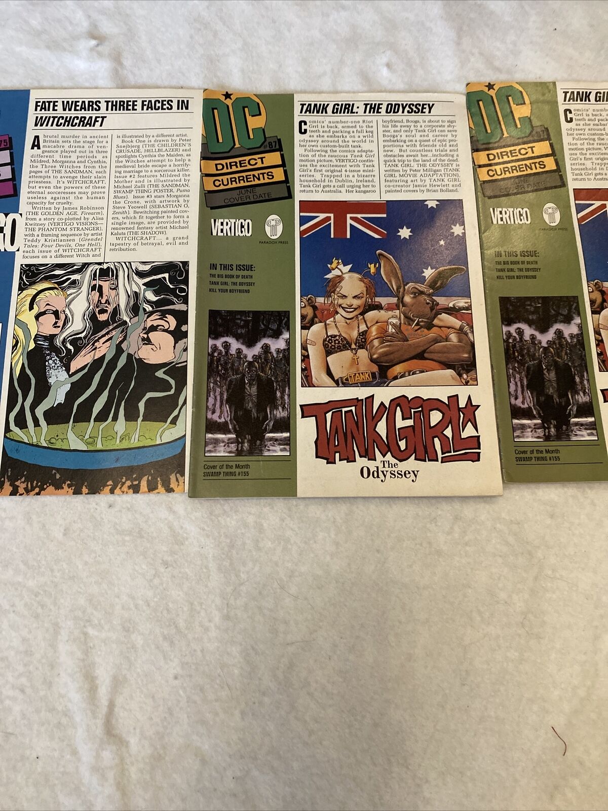 COMIC - DC Direct Currents Magazines x3 #75 Vertigo +2x #87 Tank Girl 1994 (8735