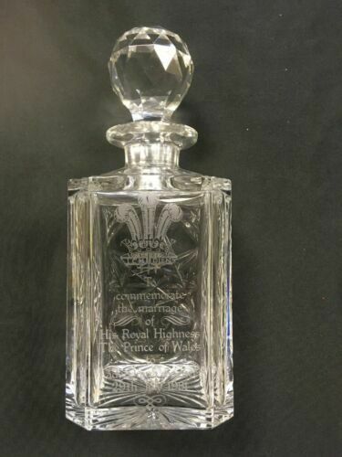 Edinburgh Crystal Commemorative decanter Charles & Diana 377/1000 cert - (7365)