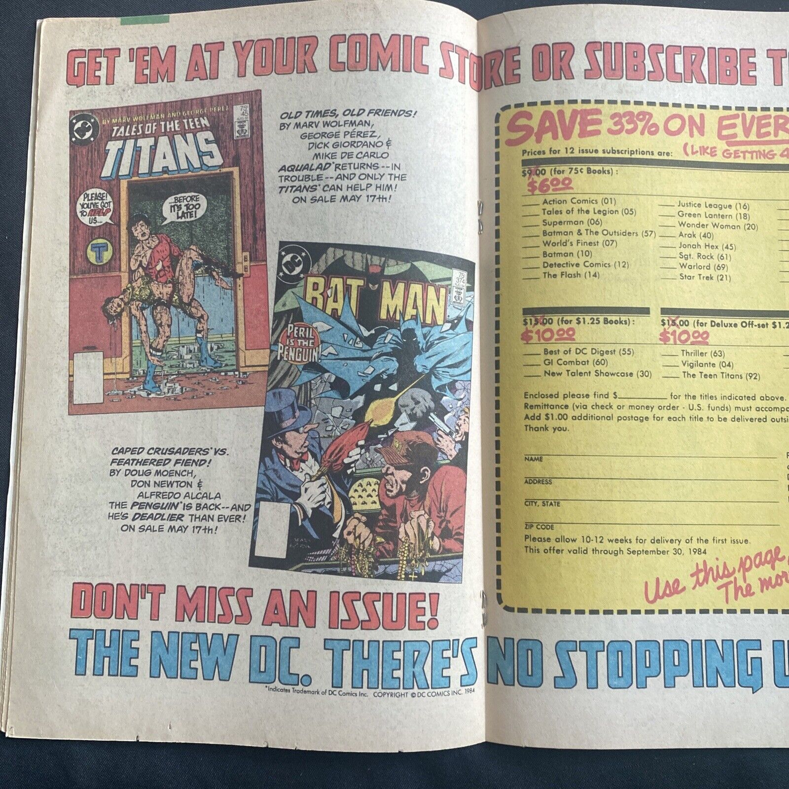 COMIC - DC Comics Tales of TEEN TITANS - Aug 1984 - RAVEN - (8813)