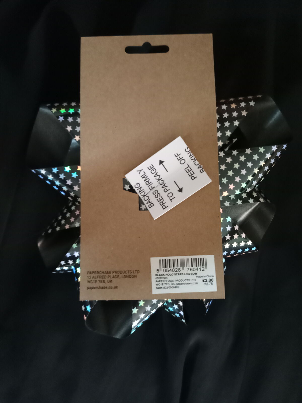 Bow Pre made - Black Large 7" with Hologram stars - High Quality - (0412)