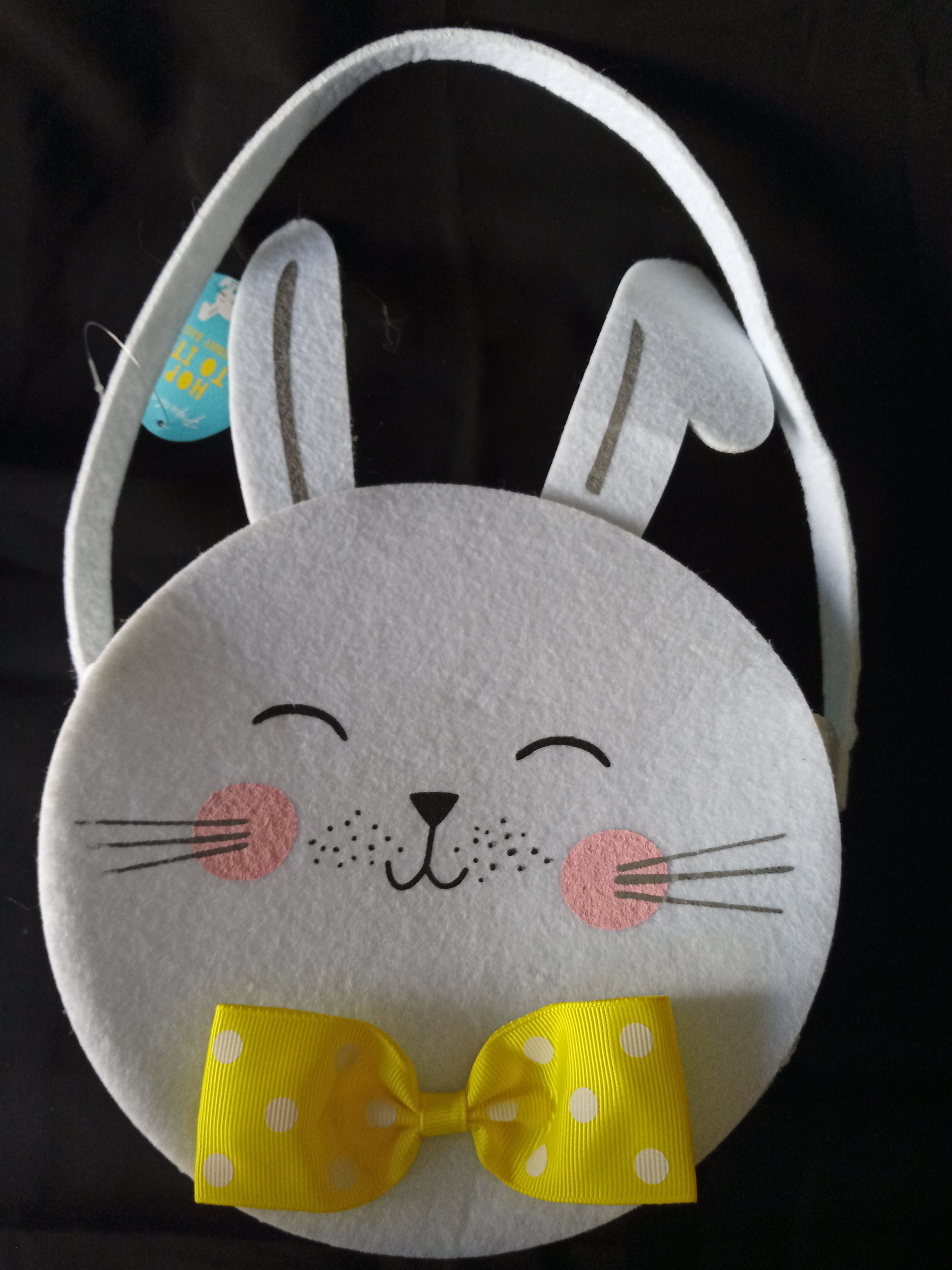 EASTER Bag large felt and shaped as a bunny rabbit ready for the egg hunt
