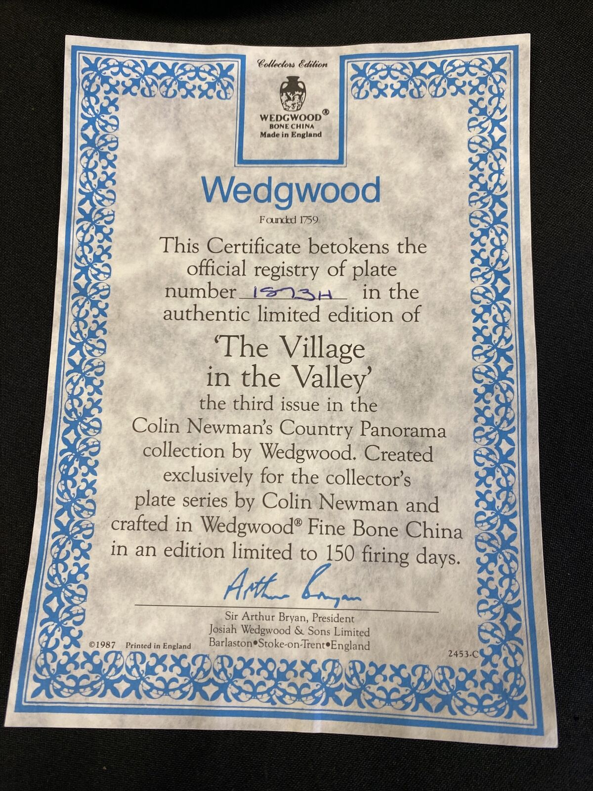 Wedgwood 1988 Collector plates x2 Meandering Stream + Village in Valley (7827
