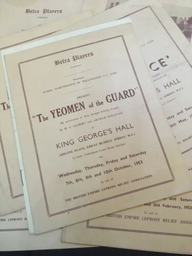 Belra Players King George's Hall Theatre Programmes x 9 1953 in aid of Leprosy -(2947)