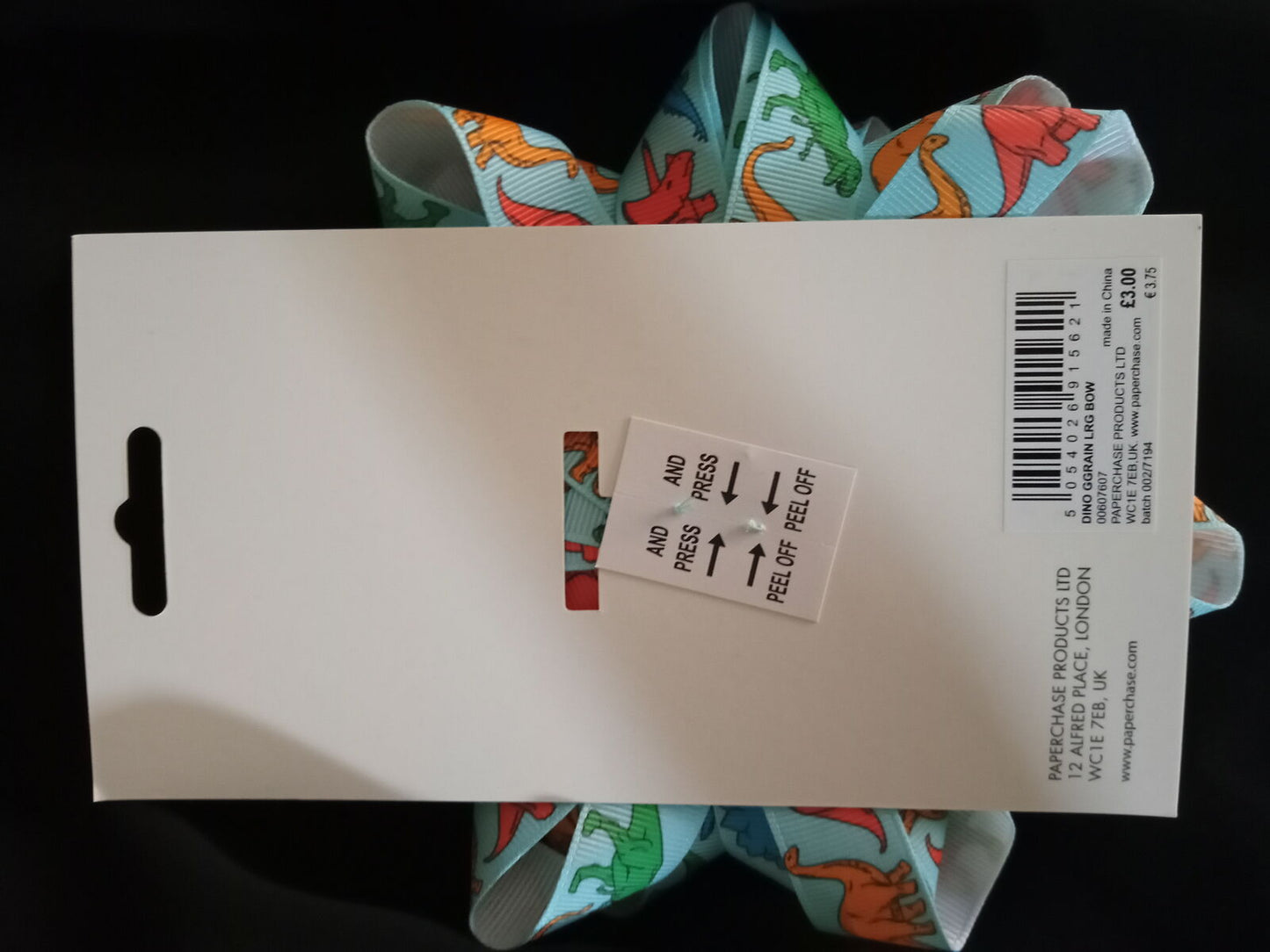 BOW Pre Made - Dinosaur Print quality Grosgrain Large 5" Bow - (5621)