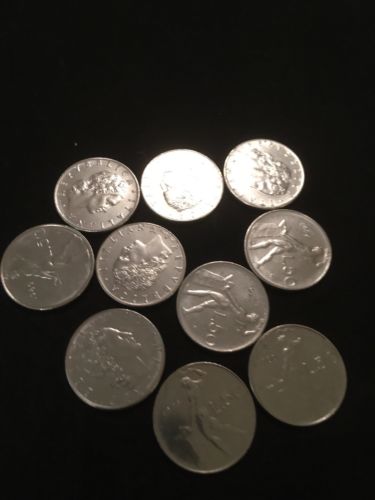 Italy 50 Lira L.50 coins Blacksmith Vulcan God x 10 Italian 70's / 80's -  (2822)