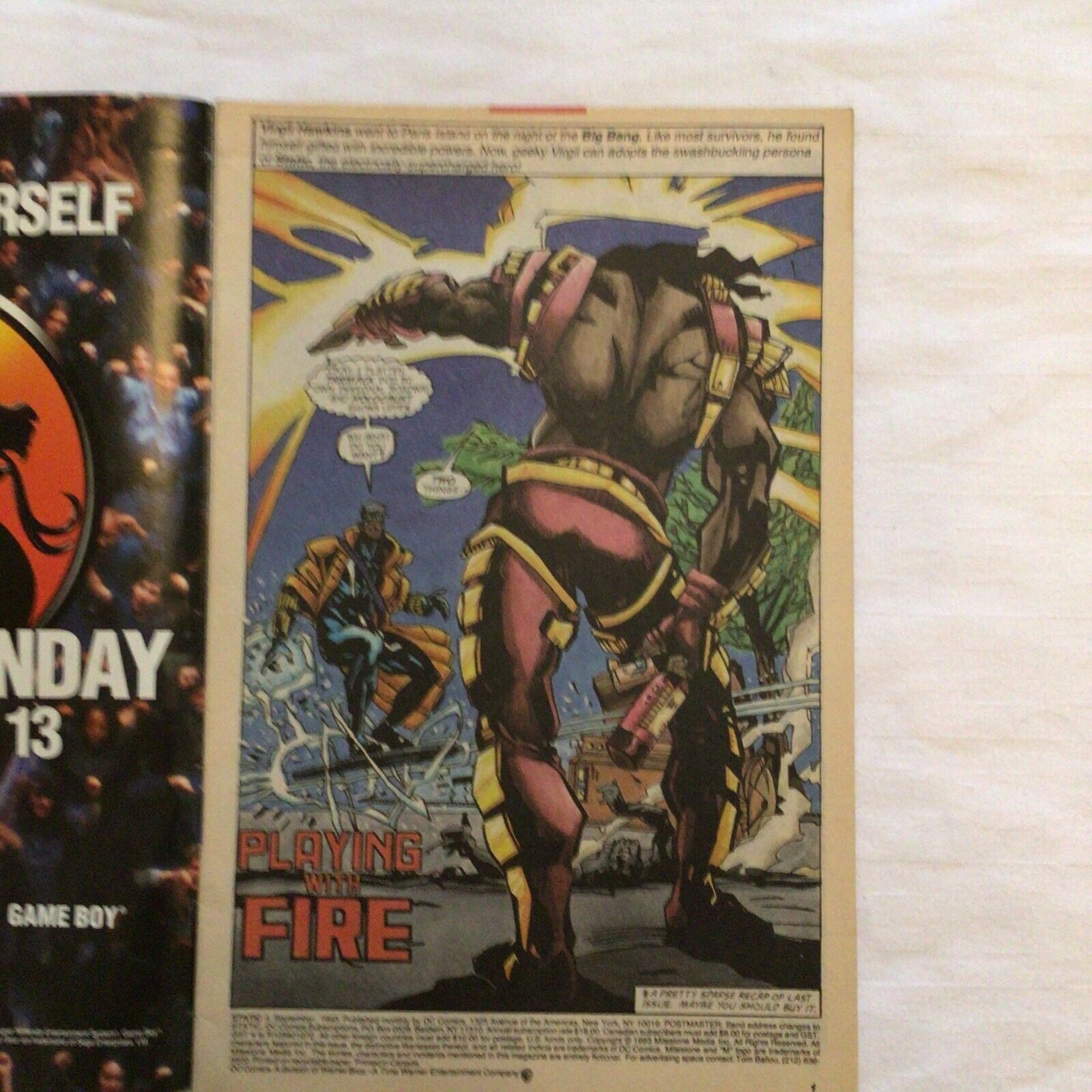 COMIC - DC Comics STATIC Playing With Fire - 1993 Sept 4th  - (8871)