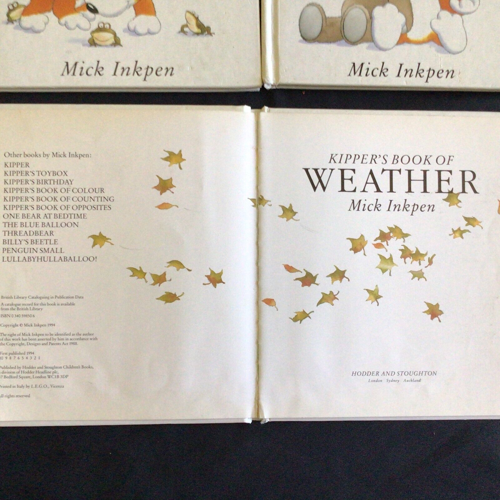 Mick Inkpen Kipper's Book of Weather / Counting & Opposites 1st Ed 1994 - (9743)
