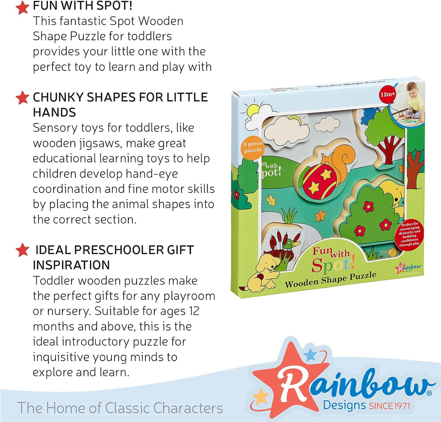 Fun With Spot The Dog Wooden shape puzzle by Rainbow Designs
