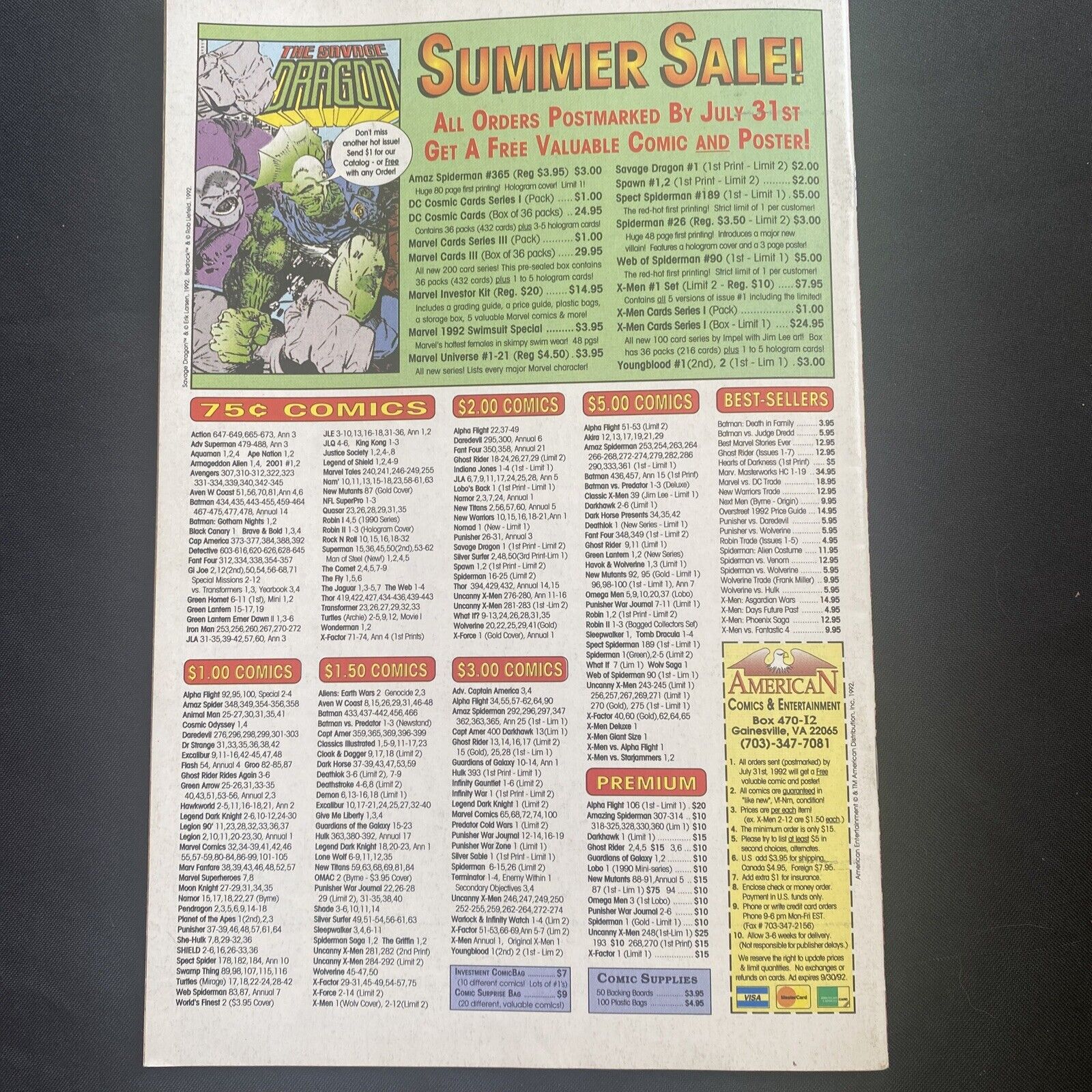COMIC  - IMAGE Comics - THE SAVAGE DRAGON July 1992 #1 Erik Larson - (8759)