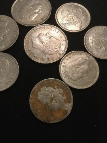 Spain 5 PTAS Pesetas 1980 x 5 + 25 PTS x 3 Coins - Espana 82 World Cup - (2818)