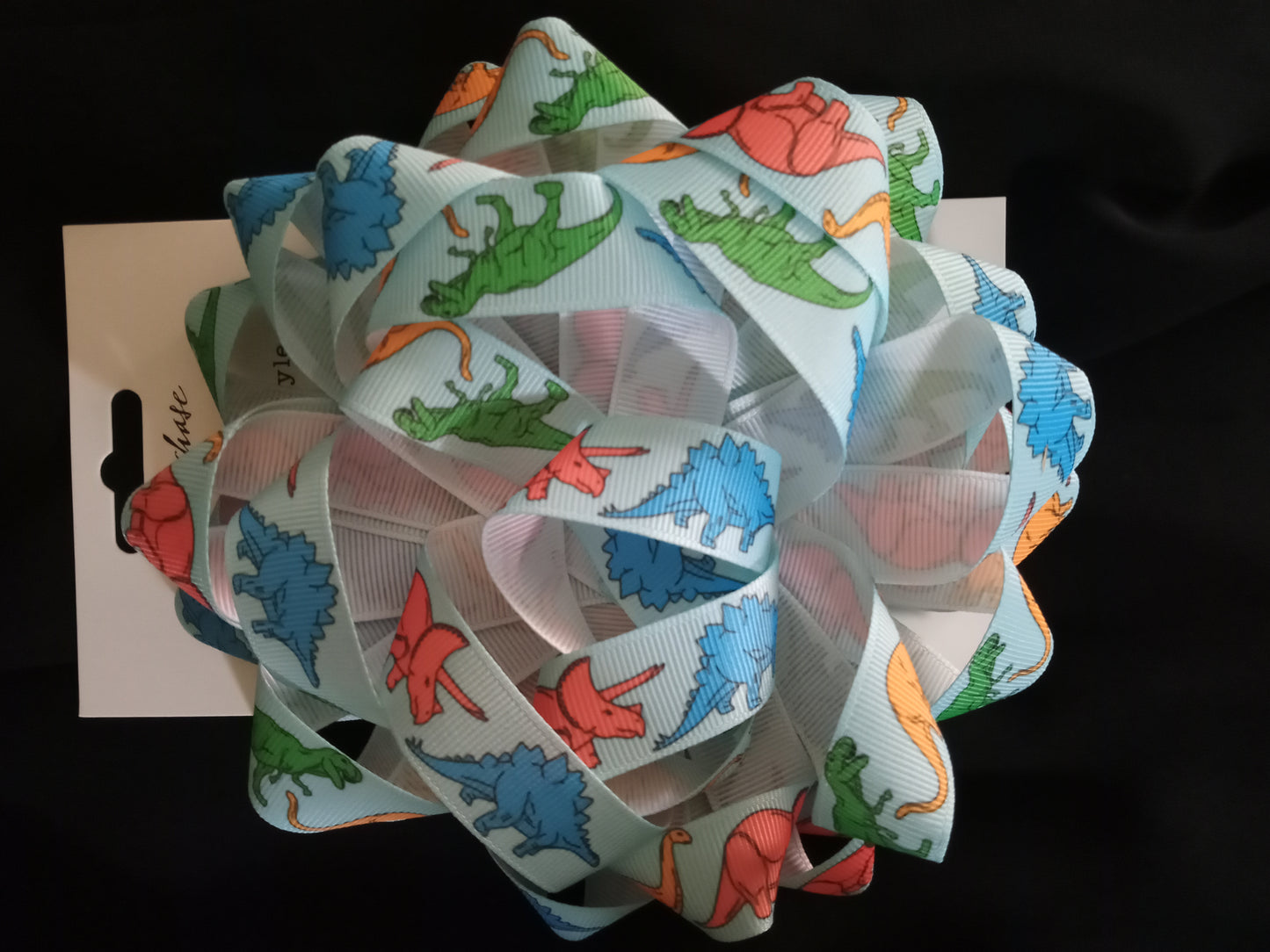 BOW Pre Made - Dinosaur Print quality Grosgrain Large 5" Bow - (5621)