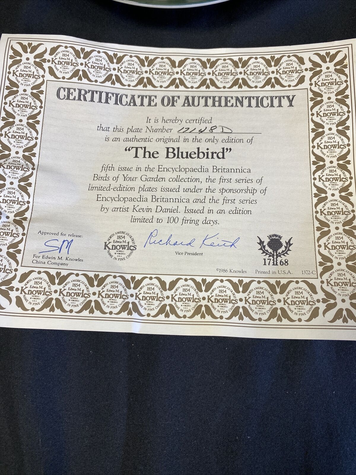 Knowles 1985 Birds in Your Garden Plates x 2 The Chickadee & The Bluebird (7835