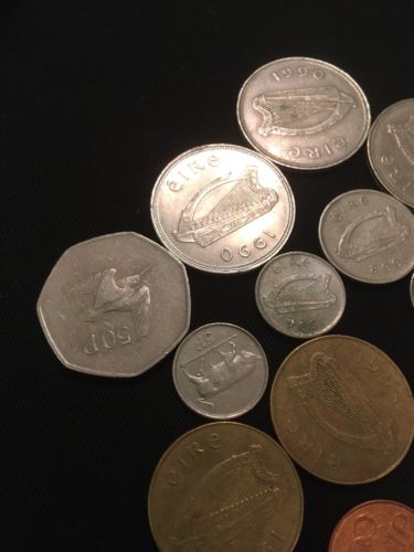 Irish Ireland Punt Coins x 15  (Stag Horse Hummingbird Salmon Bull Peacock - (2825)