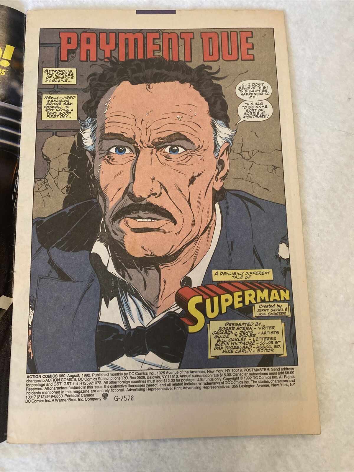 COMIC - DC Comics ACTION COMICS Superman The BLAZE SATANUS War Aug 1992 (8837)