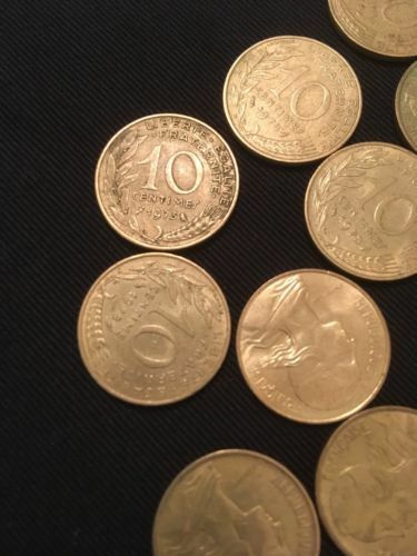 France 10 Centimes Coins Marianne x 22 - All 1970's - (2750)