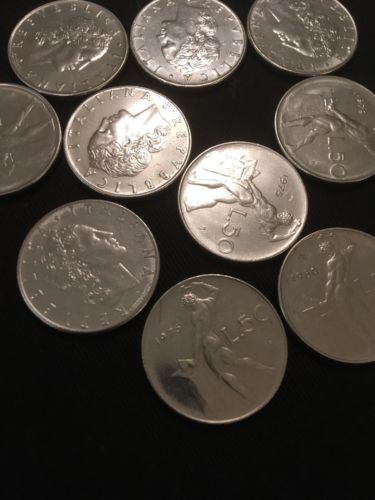 Italy 50 Lira L.50 coins Blacksmith Vulcan God x 10 Italian 70's / 80's -  (2822)