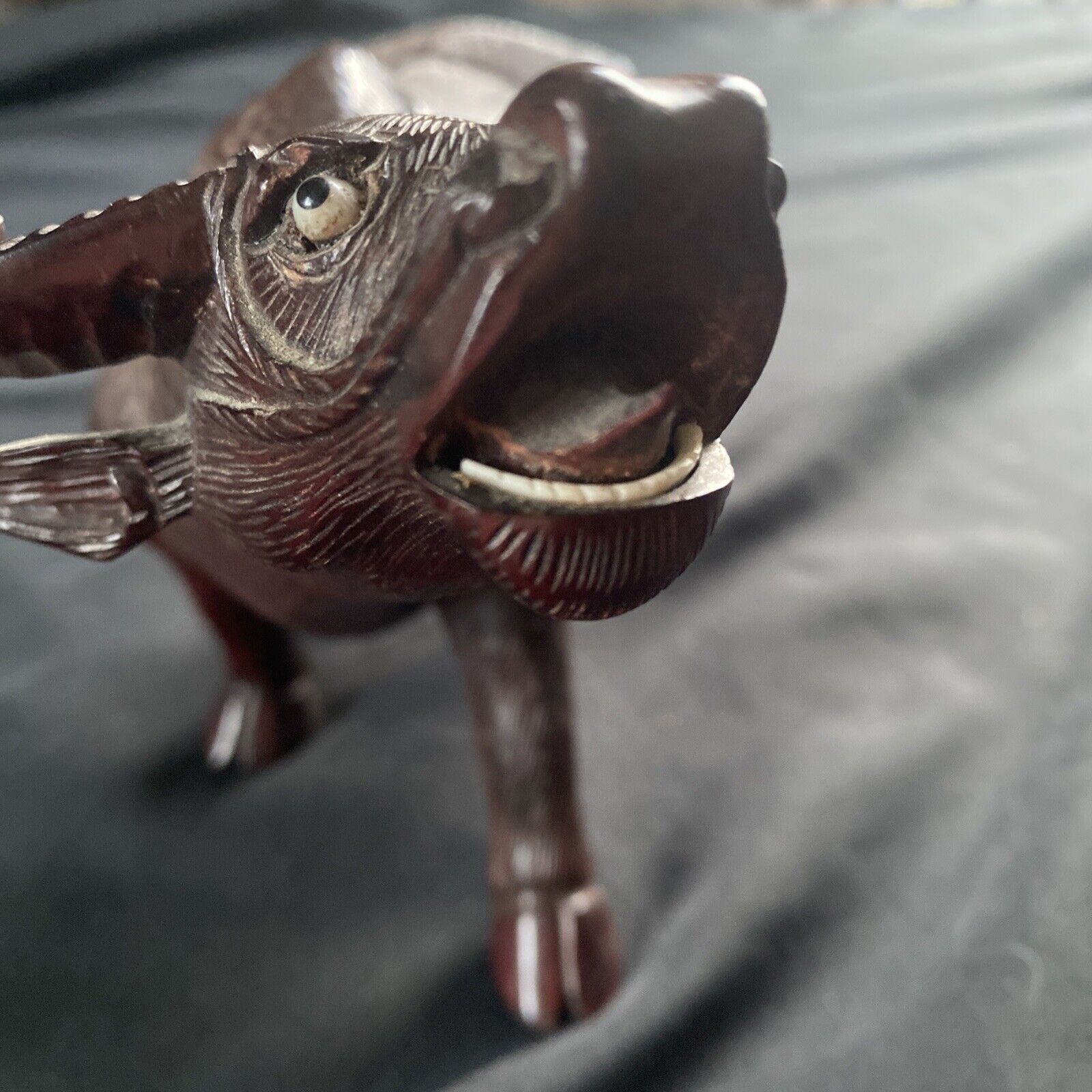 Late 19th century Chinese hardwood carved water buffalo or oxen Signed - (9404)