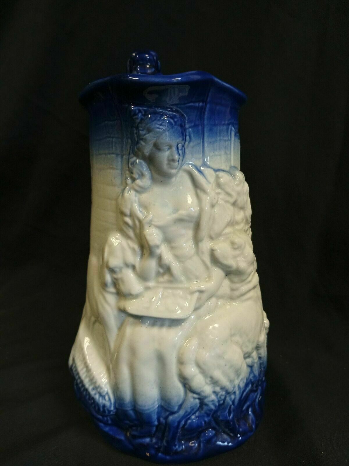 Burleigh Ironstone Staffordshire England 10" Maiden & Dogs Pitcher (7967