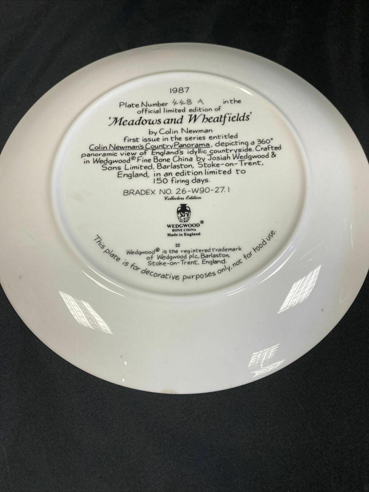 Wedgwood 1988 Collectors plates x 2 Meadows & Wheatfields  + The Lakeside -(7828