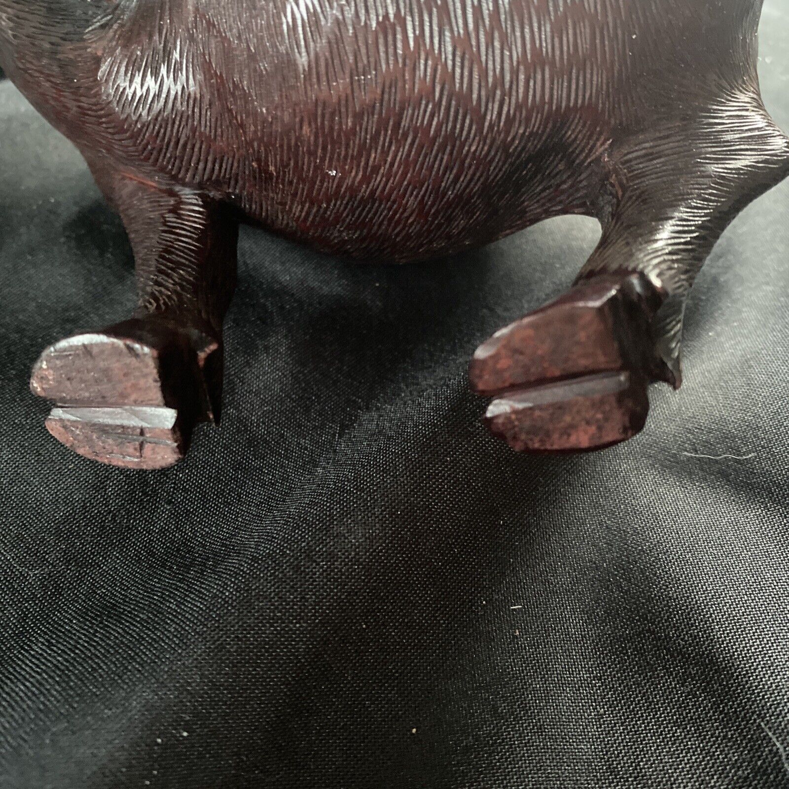 Late 19th century Chinese hardwood carved water buffalo or oxen Signed - (9404)