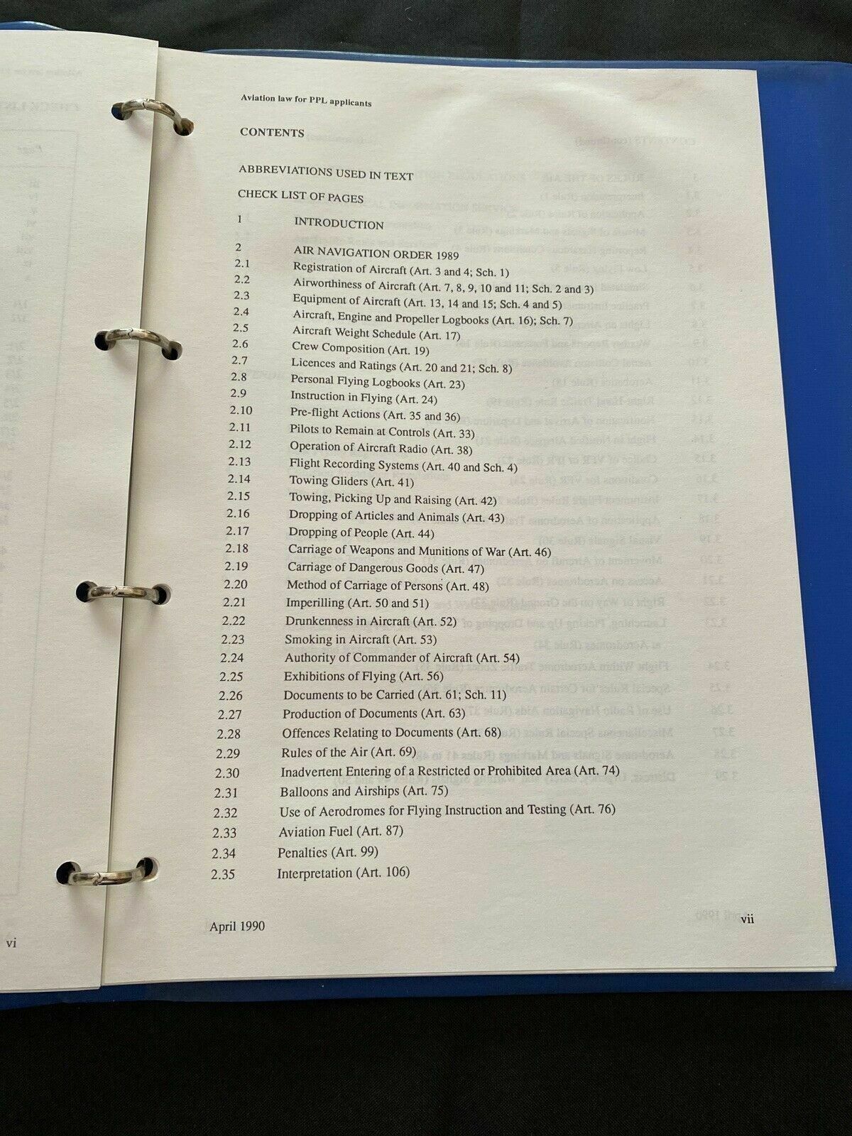 Civil Aviation Authority 1990 Aviation Law for Private Pilots Licence - (6498)
