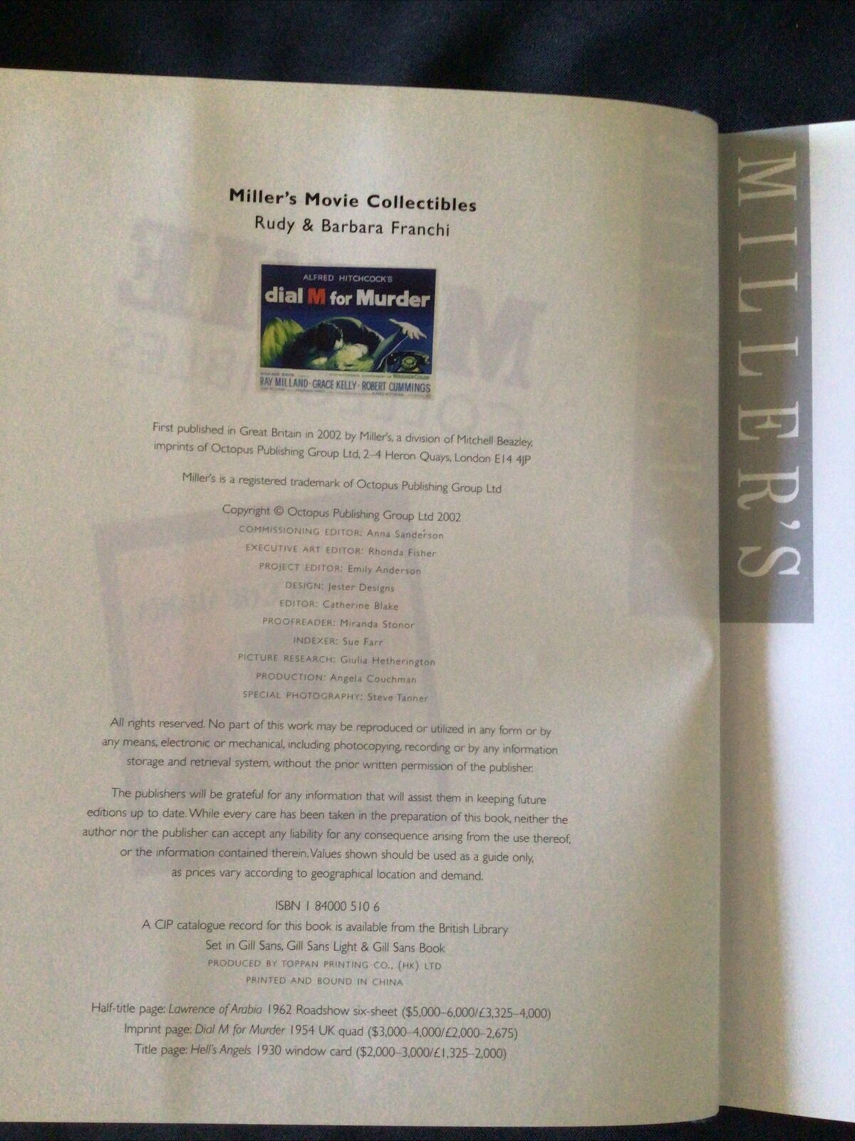 BOOK - Miller's Collectors Price Guide MOVIE COLLECTABLES 2002 - (8625)