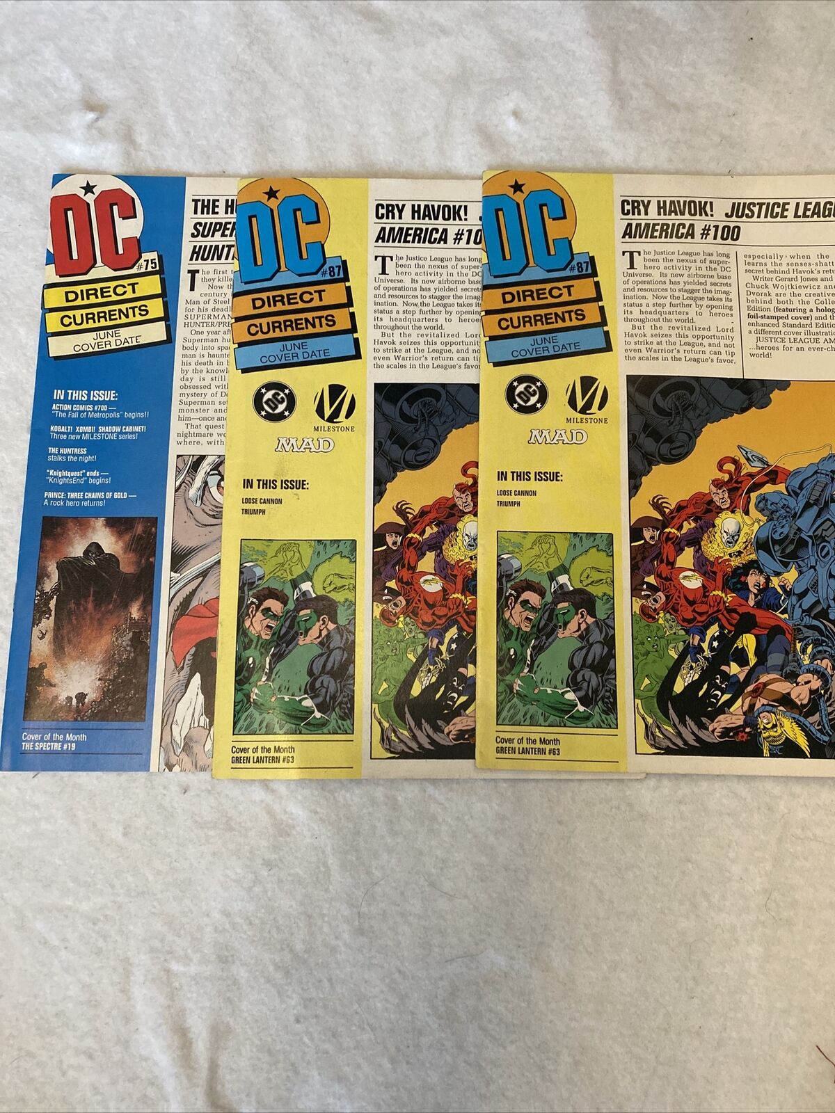 COMIC - DC Direct Currents Magazines x3 #75 Vertigo +2x #87 Tank Girl 1994 (8735