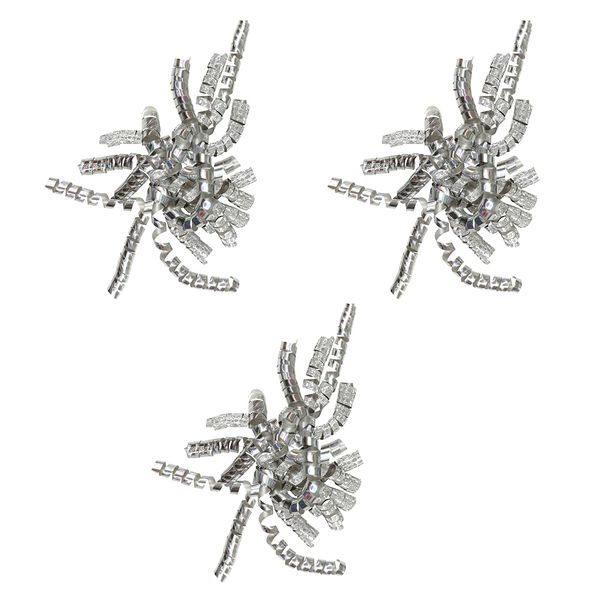 BOW Pre-Made Pack Of 3 - Silver Hologram Curly Bow by Paperchase - (8853)