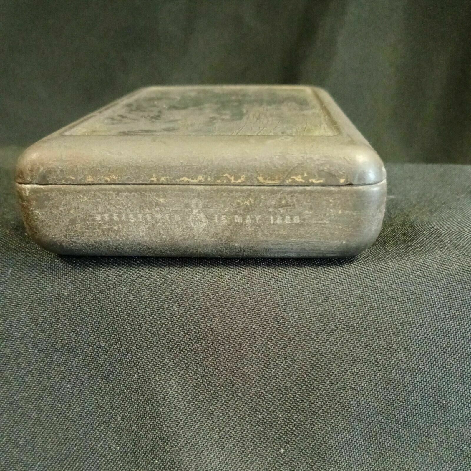 Jahnkes's Patent Tin 15 May 1880 Floral and Butterfly decoration Rare - (7938)