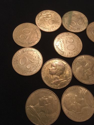 France 20 Centimes Coins Marianne x 12 - All 1980's - (2747)