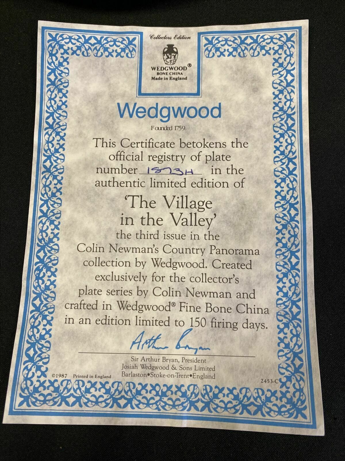 Wedgwood 1988 Collector plates x2 Meandering Stream + Village in Valley (7827