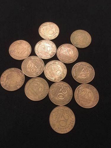 France 20 Centimes Coins Marianne x 13 - All 1960's - (2745)