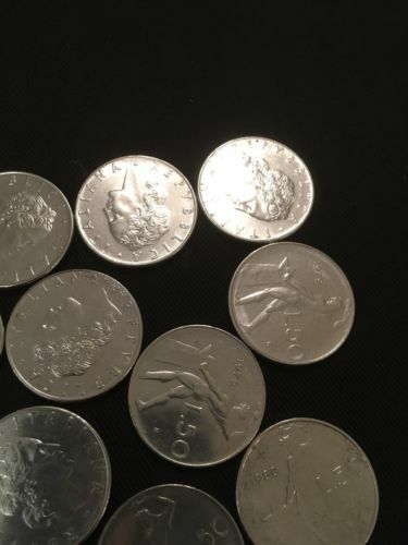 Italy 50 Lira L.50 coins Blacksmith Vulcan God x 10 Italian 70's / 80's -  (2822)