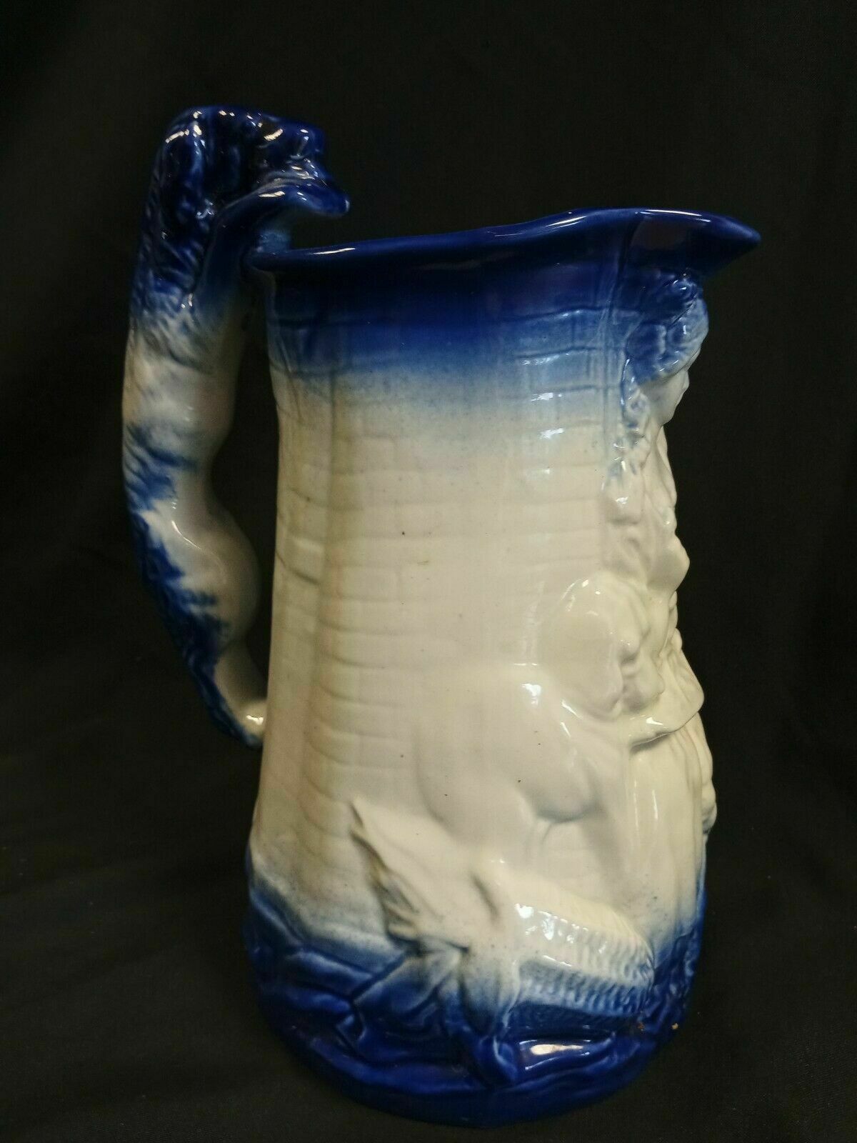 Burleigh Ironstone Staffordshire England 10" Maiden & Dogs Pitcher (7967