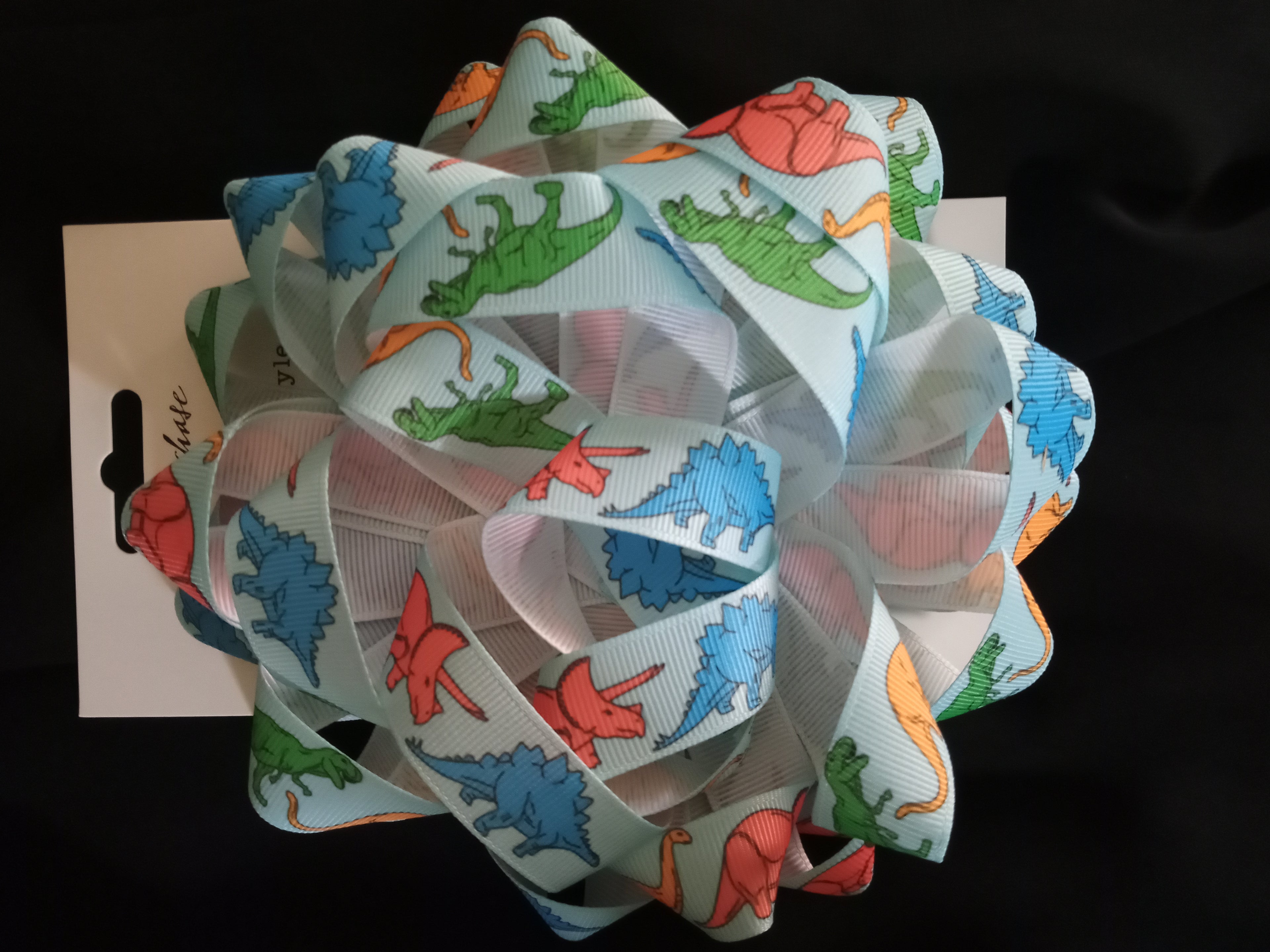BULK BUY 24 x BOW Pre Made - Dinosaur Print quality Grosgrain Large 5"  Bow Paperchase