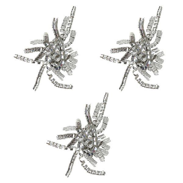 BOW Pre-Made Pack Of 3 - Silver Hologram Curly Bow by Paperchase - (8853)