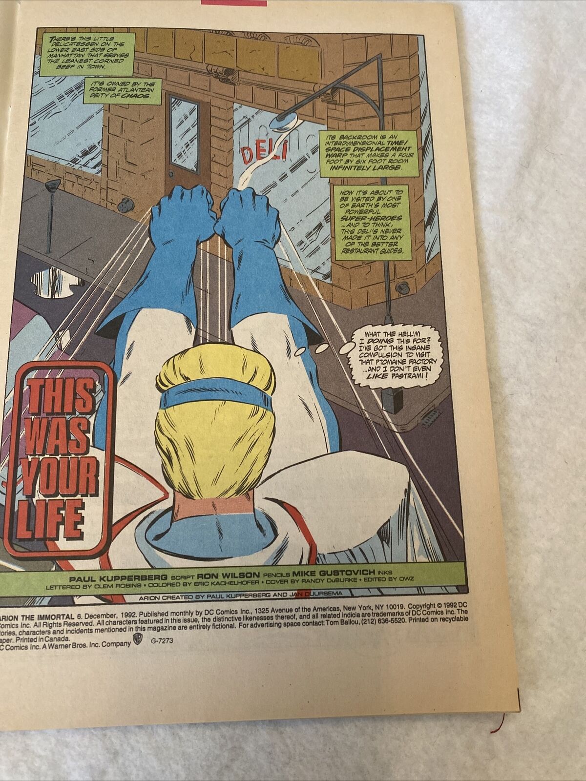 COMIC - DC Comics ARION The Immortal - 6th Dec 1992 - Power Girl (8827)