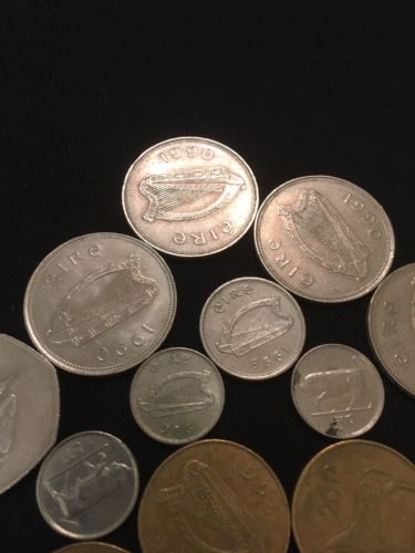 Irish Ireland Punt Coins x 15  (Stag Horse Hummingbird Salmon Bull Peacock - (2825)