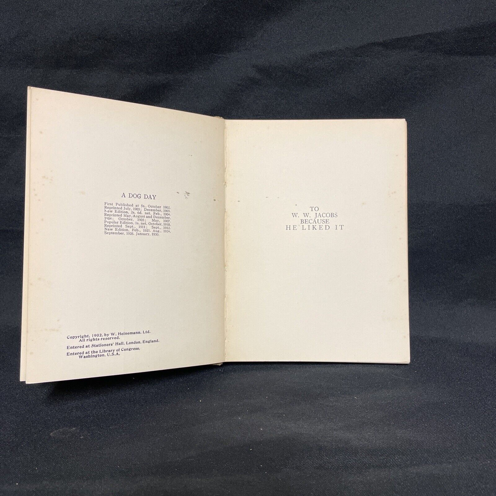 BOOK - A DOG DAY by Walter Emanuel 1930 ed - (9257)