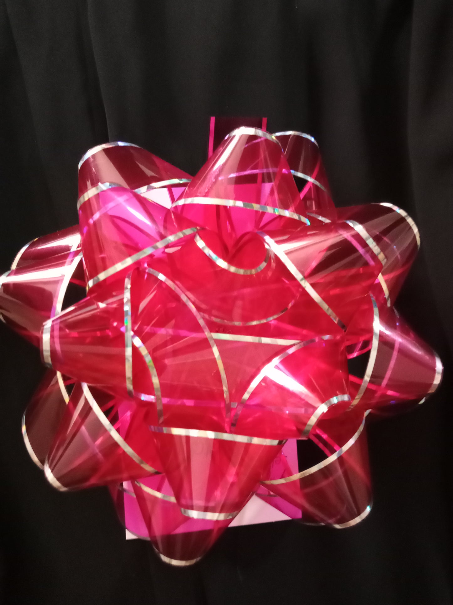 BOW Pre made - Clear Large Pink Bow Hologram Edge 5" - High Quality (0405)