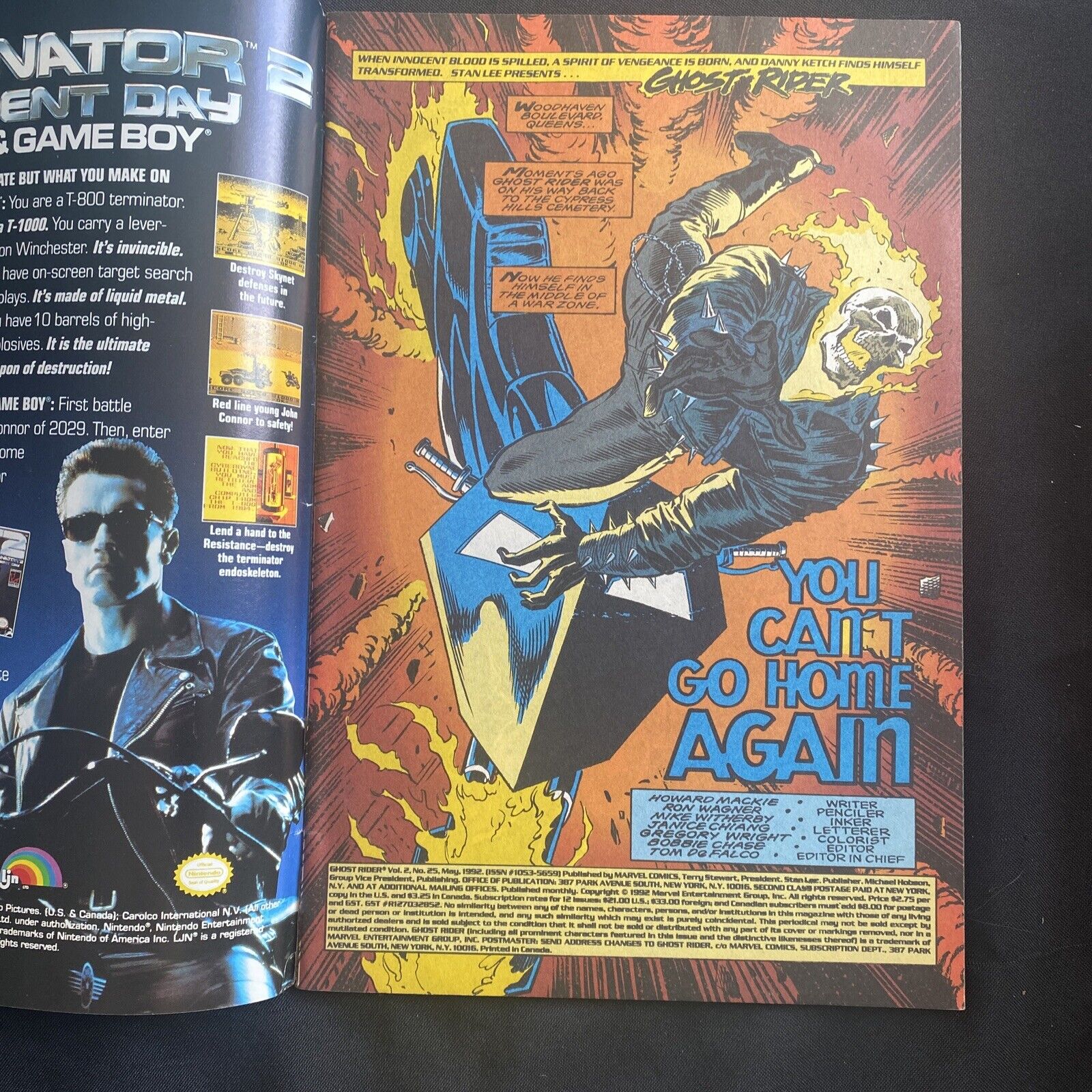 COMIC - MARVEL Comics GHOST RIDER Double size issue + pop up  May 1992 (8765