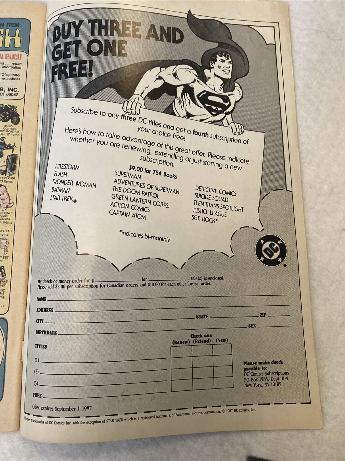 COMIC - DC Comics ACTION COMICS Superman and MR MIRACLE Oct 1987 - (8838)