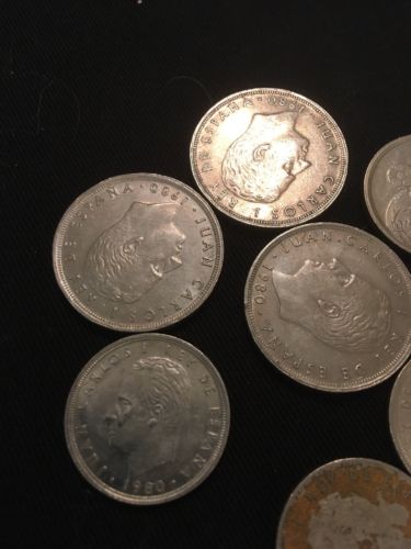 Spain 5 PTAS Pesetas 1980 x 5 + 25 PTS x 3 Coins - Espana 82 World Cup - (2818)