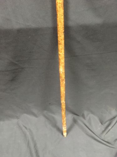 Antique Victorian Wood Walking stick horn tip gold filled collar knob end -(6619