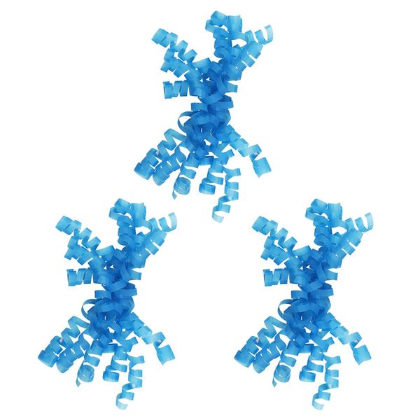 Bow Pre Made Pack of 3 Textured Blue Curly fun gift bows - (5199)