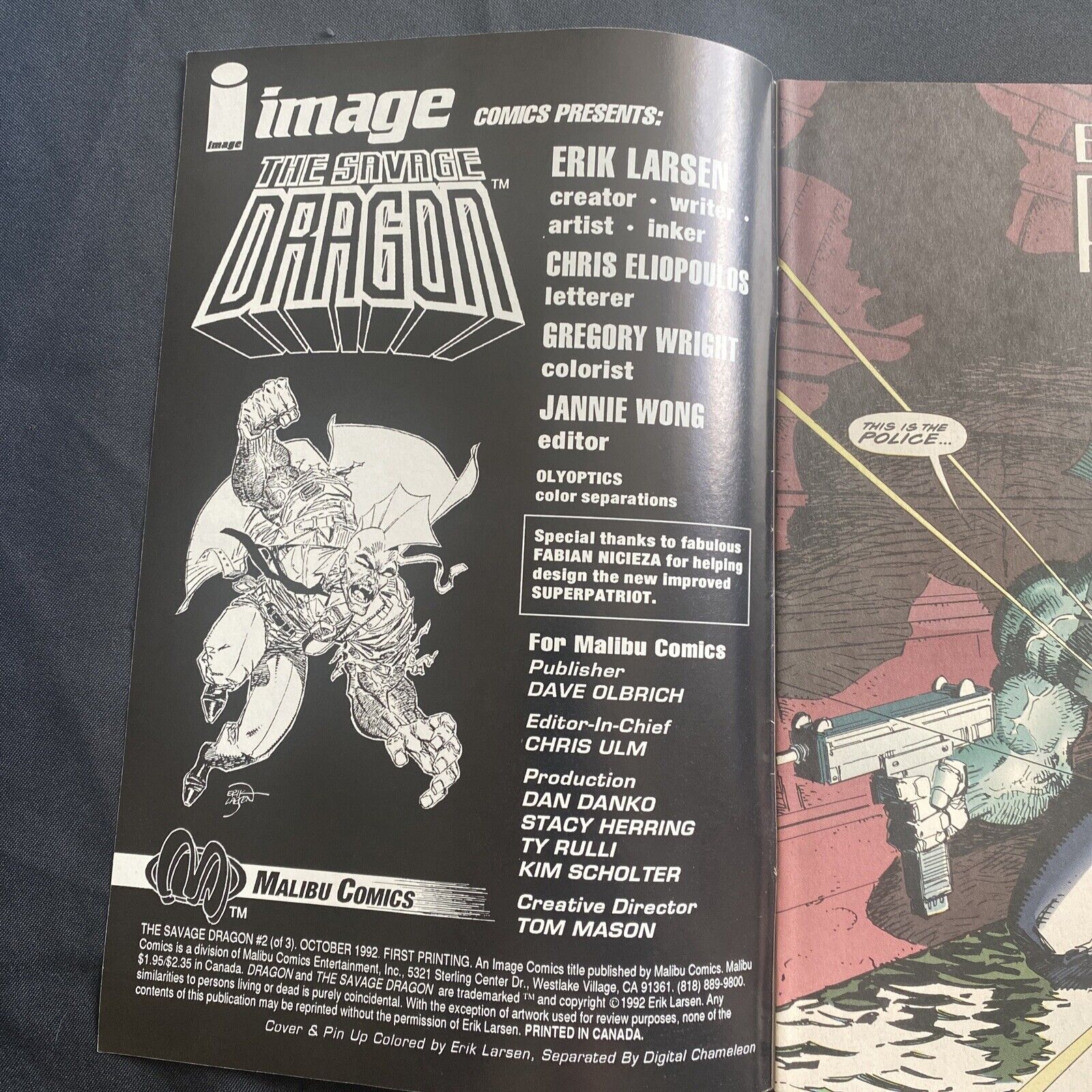 COMIC  - IMAGE Comics - THE SAVAGE DRAGON Oct 1992 #2 Erik Larson - (8760)