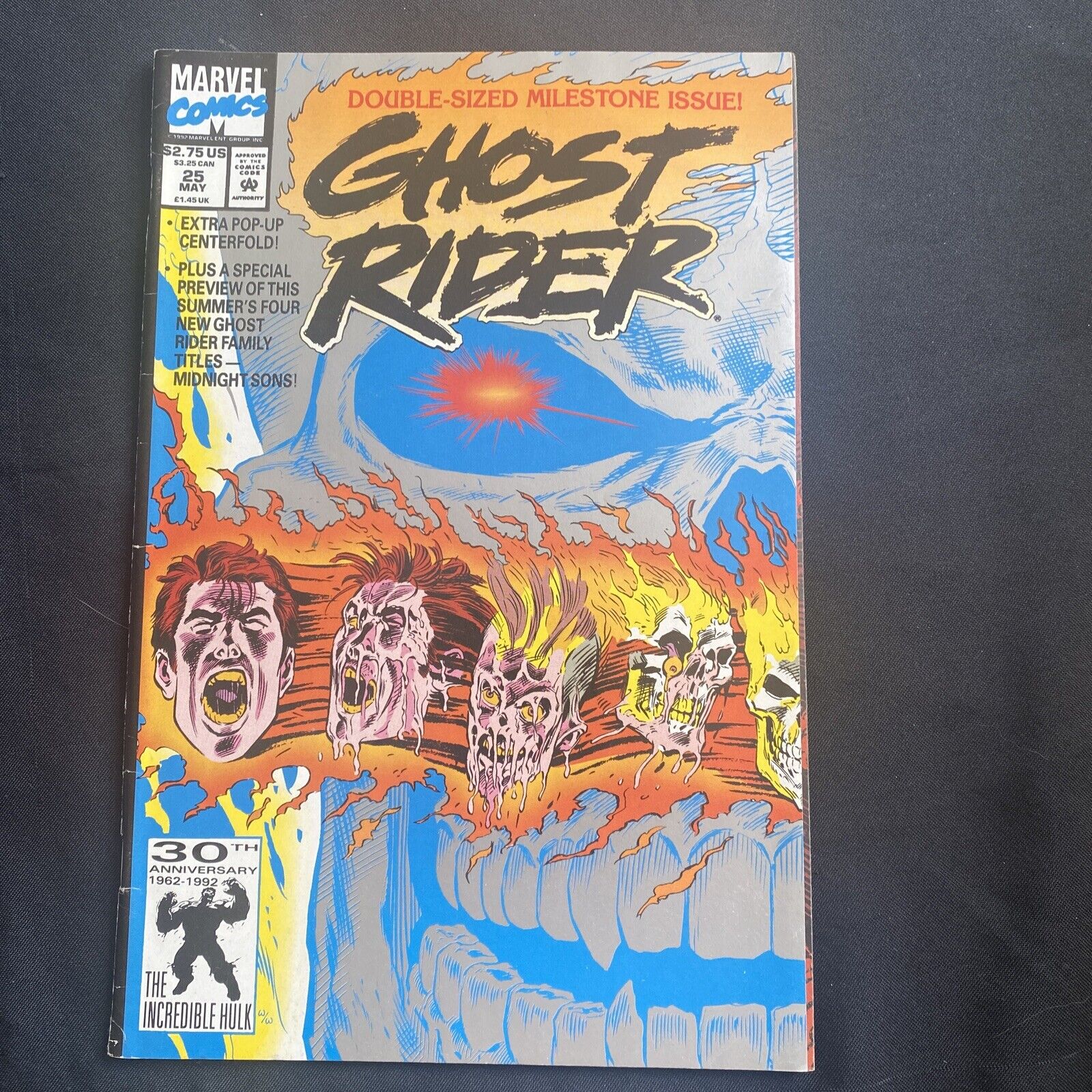 COMIC - MARVEL Comics GHOST RIDER Double size issue + pop up  May 1992 (8765