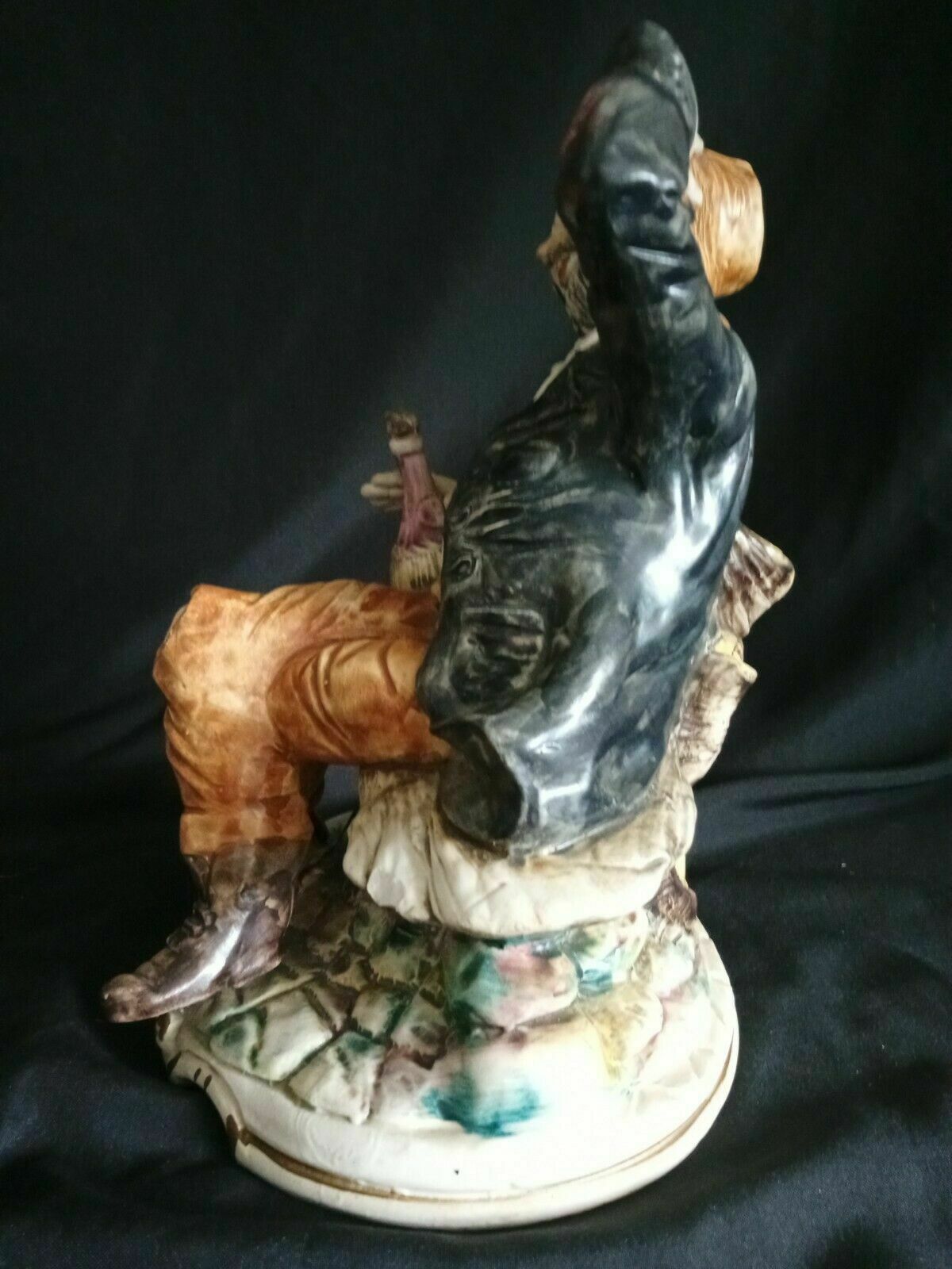 Capodimonte Figure Large Tramp On Bench 27cm Stamped Genuine - (7969)